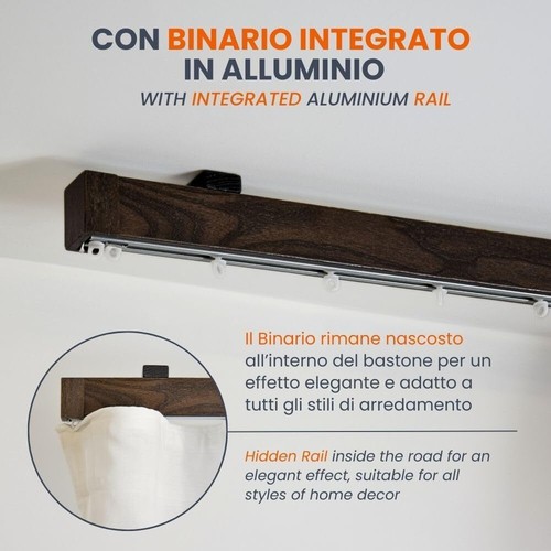 Bastone tende moderno - bastone, legno